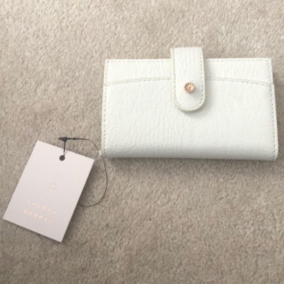 NWT vegan leather Lauren Conrad white wallet with gold hardware - Picture 2 of 5